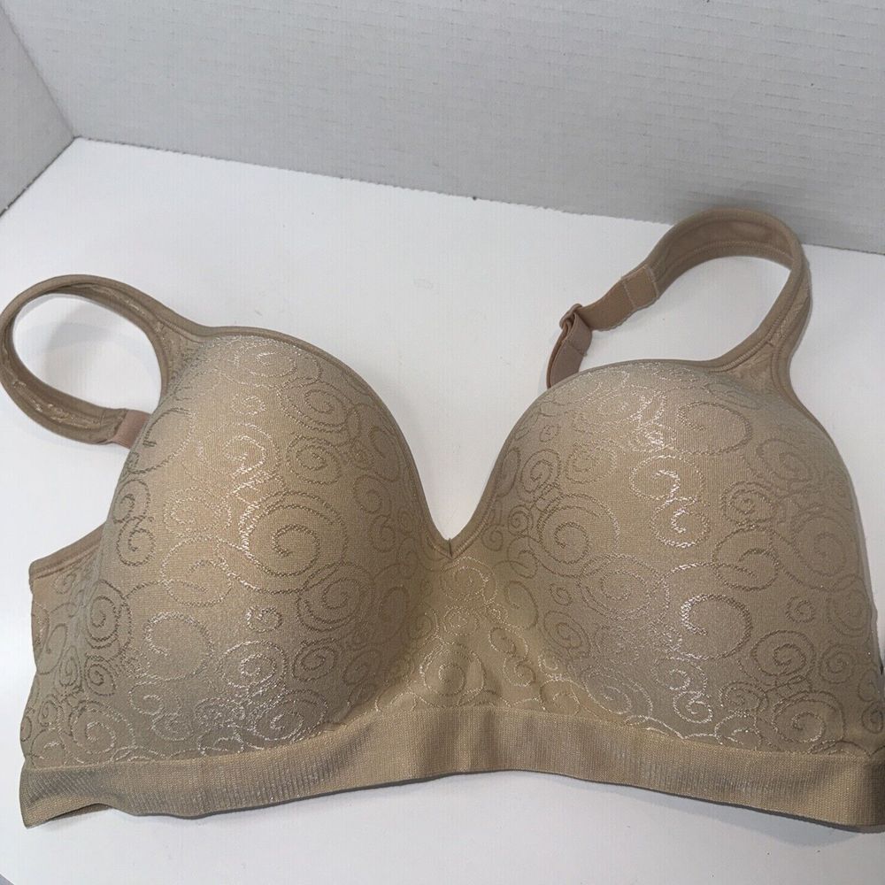 Bali‎ Comfort Revolution Bra Womens 40D Nude Silver Swirl Wireless 3463/B540